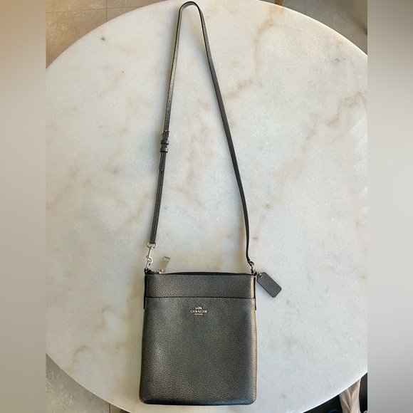 Coach Handbags - COACH Crossbody Dark Silver Metallic Grey Purse Authentic Vintage Handbag